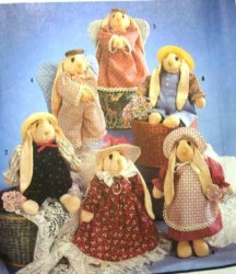 7421 SIMPLICITY 10'' SOCK ANGEL, PRAIRIE, VICTORIAN BUNNY DOLLS PATTERN UNCUT